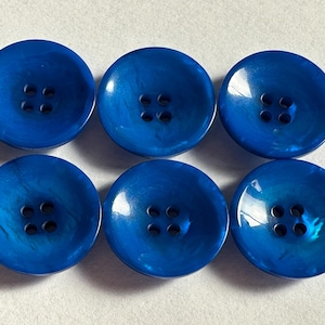 Royal Blue Ombre Pearlized Buttons: 19mm, Set of 6