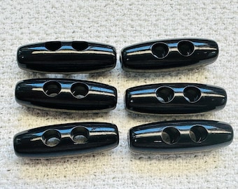 Black Toggle Buttons – 30mm – Duffle Coat Clasps – Set of Six