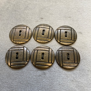 Metal buttons bronze effect textured design 17mm a set of 6