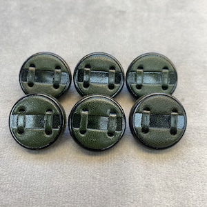 レザーボタン オリーブグリーン ストラップデザイン 22 mm 6個セット