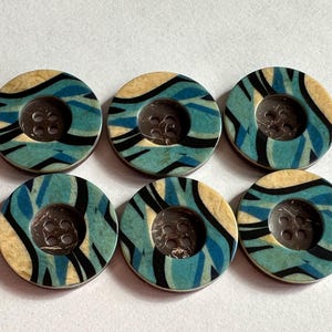 Blue Wave Buttons 23mm – Coastal Four Hole Sewing Buttons – Set of 6
