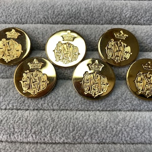 Metal blazer buttons gold tone coat of arms design 22mm a set of 6