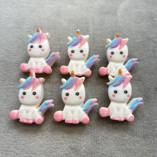 Unicorn buttons white with pastel mane 18mm x 21mm a set of 6