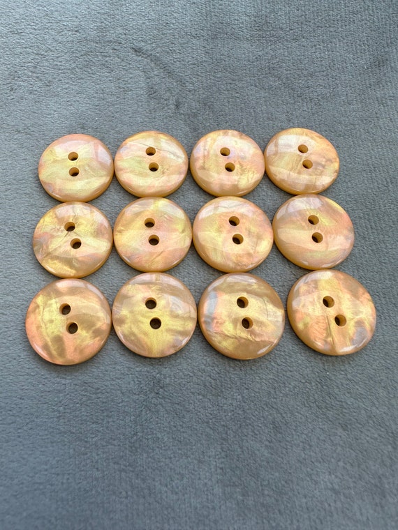 Iridescent Buttons Apricot Pearly Finish 17mm a Set of 12 