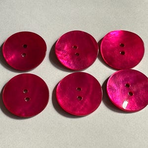 Shocking Pink Agoya Shell Buttons: Eco-Friendly Sew-Through, 23mm (Set of 6)