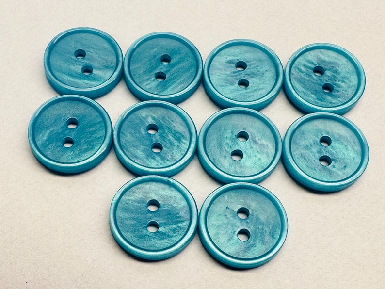 Subtle Filled Buttons Turquoise Buttons 15mm Sew Through Pearlised Design a Set of Ten - Etsy