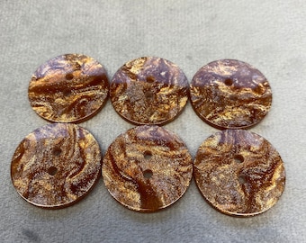 Shimmery buttons copper effect 22mm a set of 6
