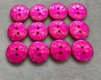 Shocking pink buttons 18mm a set of 12