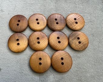 Beechwood buttons mid oak stain 20mm a set of 10