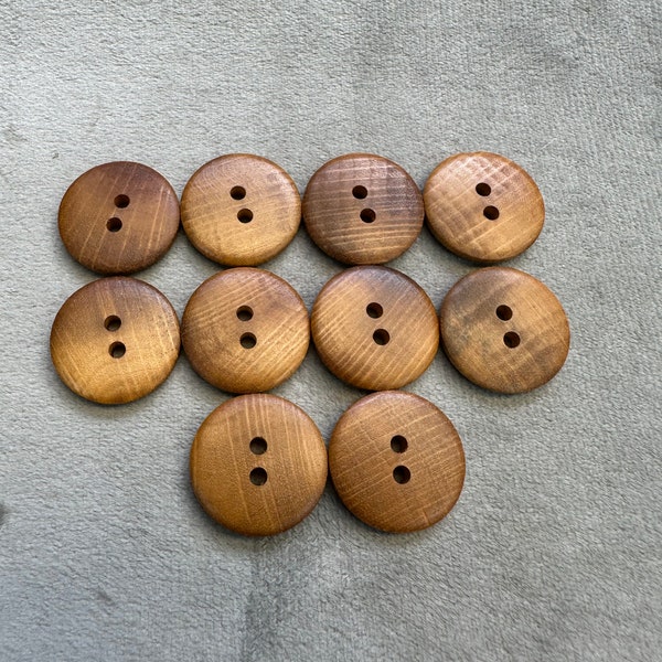 Beechwood buttons mid oak stain 20mm a set of 10