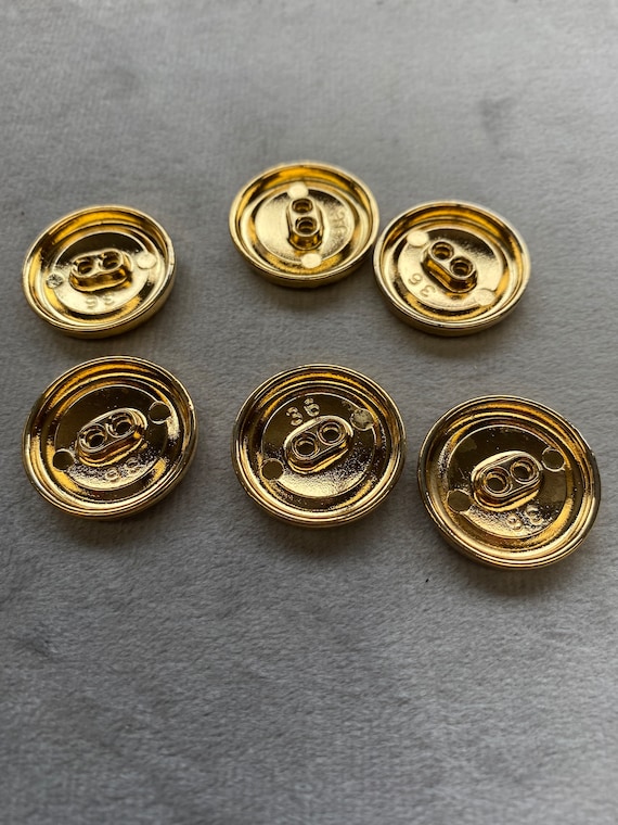 6, Gold Metal Buttons, 4 Sizes Available, Gold Metal Buttons, Metal Jacket  Buttons, Metal Coat Buttons, 4 Hole Buttons 