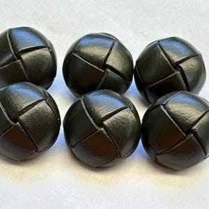 Vintage Green Leather Buttons 23mm with Loop Shank (Set of 6)