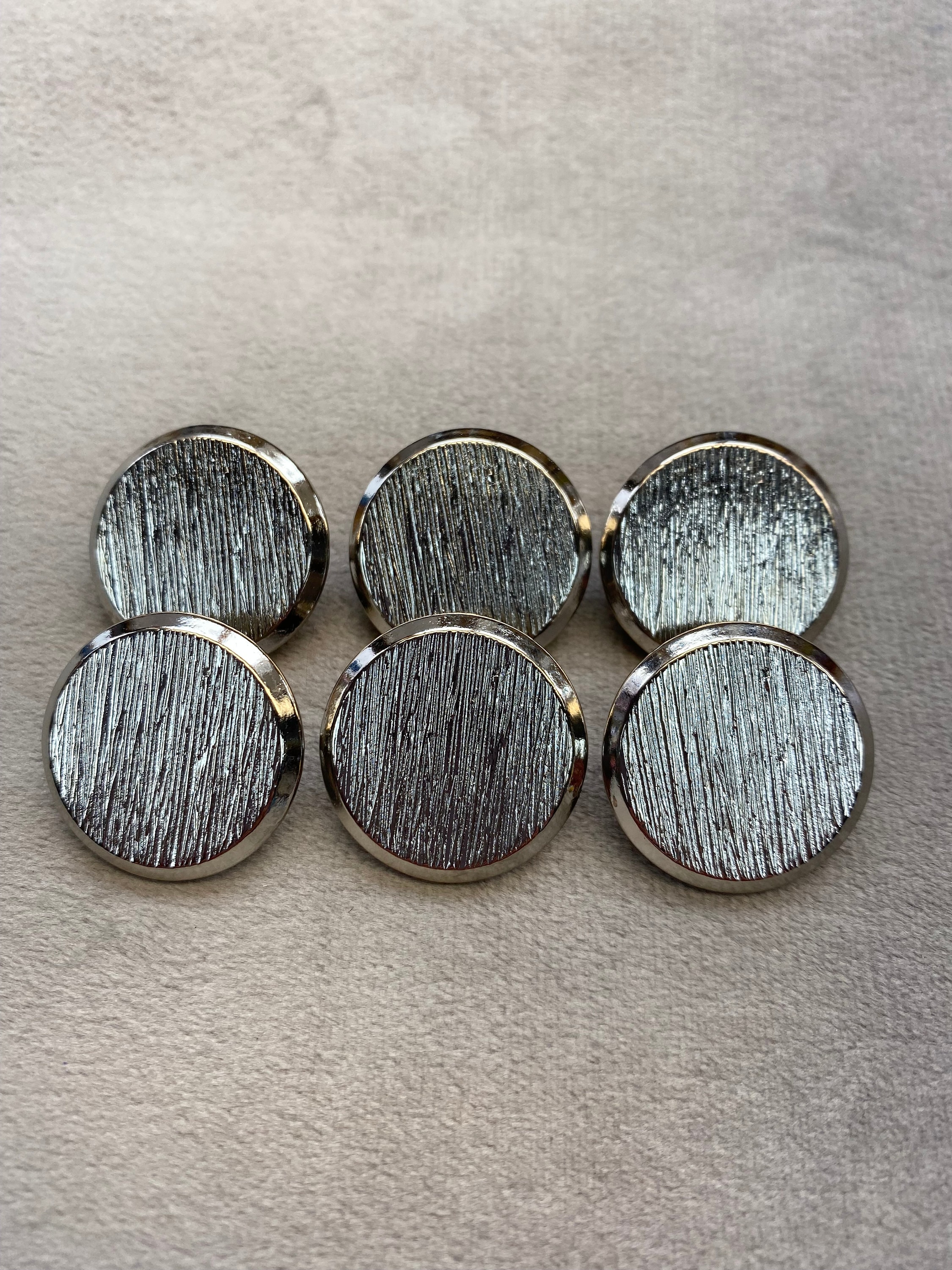 Metal Blazer Buttons Silver Tone Textured Design 23mm a Set of 6 Etsy