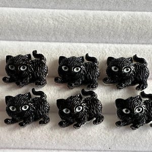 Black Cat Buttons: 21mm Textured Shank Buttons, Set of 6