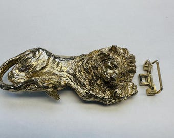 Vintage Signed Mimi Di N Silver-tone Large Lion Belt Buckle  display picture 1