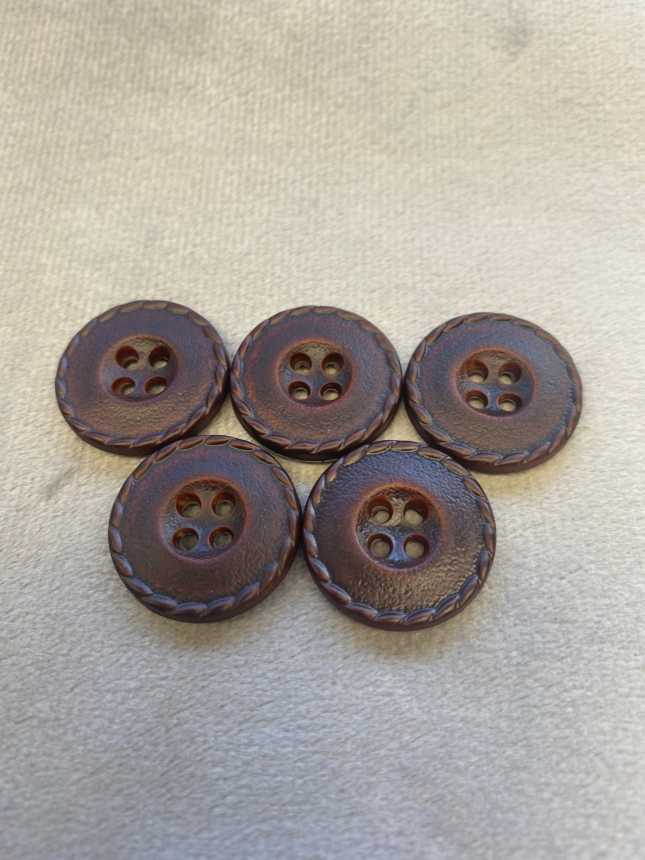 Textured Buttons Brown Leather Effect 19mm a Set of 5 - Etsy UK