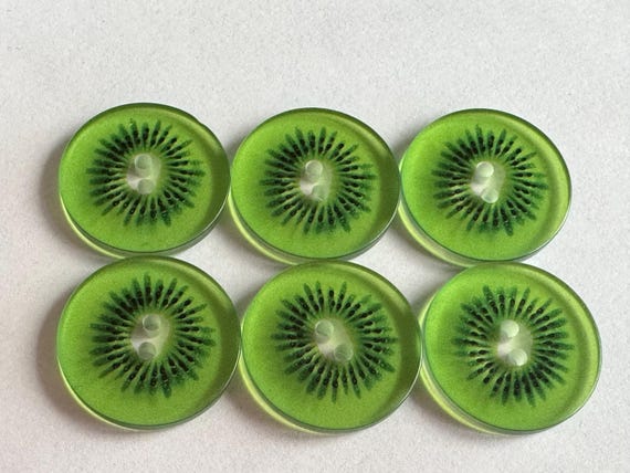 Kiwi Slice Buttons: 23mm Transparent Novelty Buttons, Set of 6 - Etsy