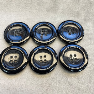 Glossy buttons black with grey mingle 26mm a set of 6