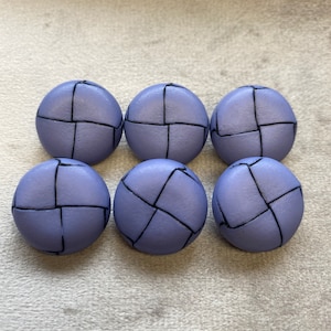 Football buttons dusky blue leather effect 21mm a set of 6