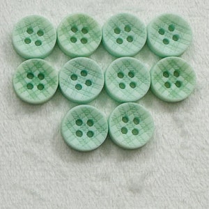 Green buttons eco recycled plastic 10.5mm a set of 10 textured design