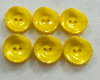 Buy Yellow Buttons 26mm a Set of Six With a Soft Satin Sheen