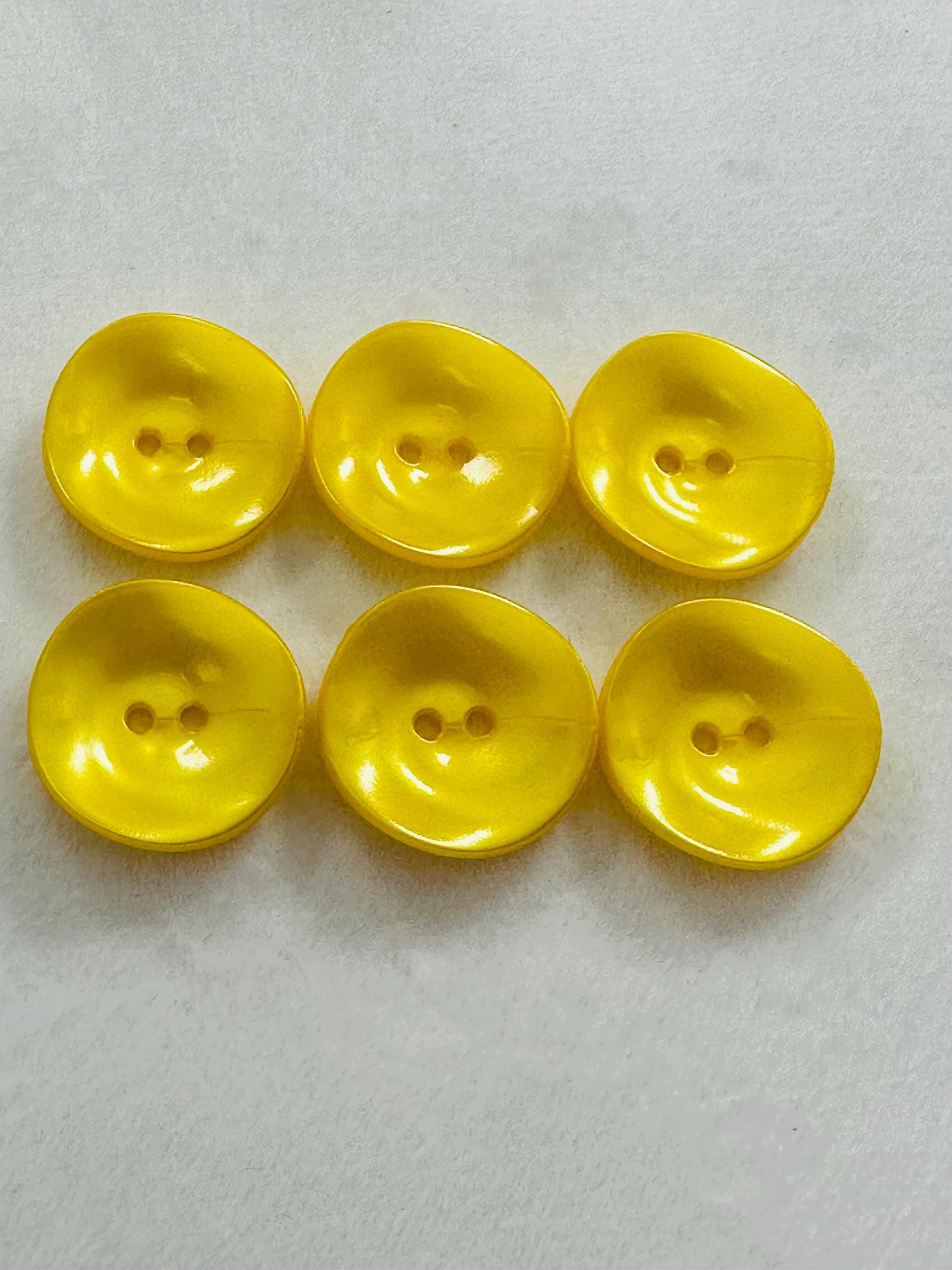 Buy Yellow Buttons 26mm a Set of Six With a Soft Satin Sheen