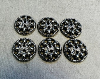 Gunmetal buttons 18mm a set of 6 openwork design