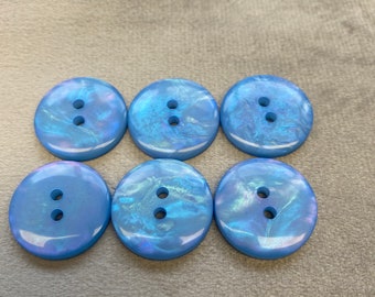 Iridescent buttons blue glossy finish 20mm a set of 6