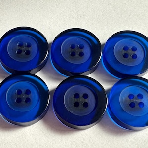 Royal Blue Translucent Buttons: Chunky 22mm, Set of 6