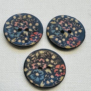 Navy buttons 30mm printed coconut shell for knitting and sewing a set of 3