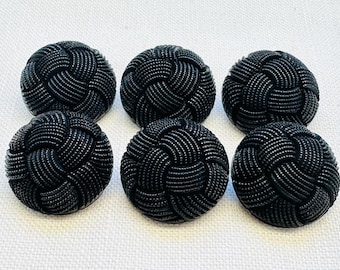 Black Woven Shank Buttons 25mm: Chunky Knitwear, Fashion Projects - Set of 6