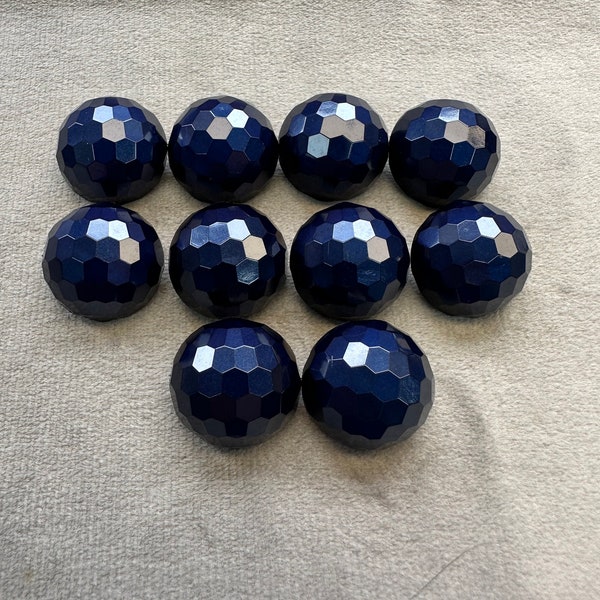 Sparkly buttons navy blue faceted half ball design 20mm a set of 10