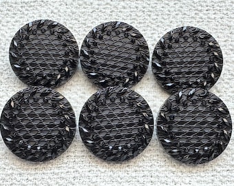 黒ボタン 25 mm 6個セット キラキラ光る花柄 - Etsy 日本
