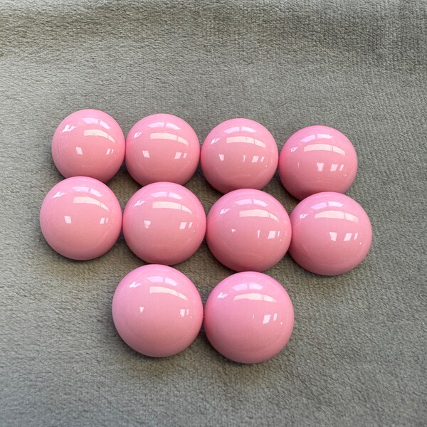 Glossy buttons pink domed design 18mm a set of 10