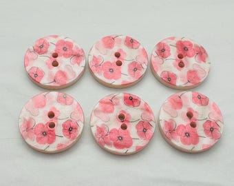 Botones de flores rosas de 23 mm – Diseño floral nacarado – Juego de 6 cárdigans y chaquetas
