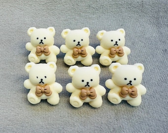 Teddy buttons cream and caramel 19mm a set of 6