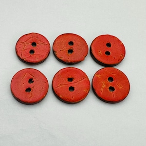 Rust buttons 15mm eco coconut shell sew through sold as a set of six buttons