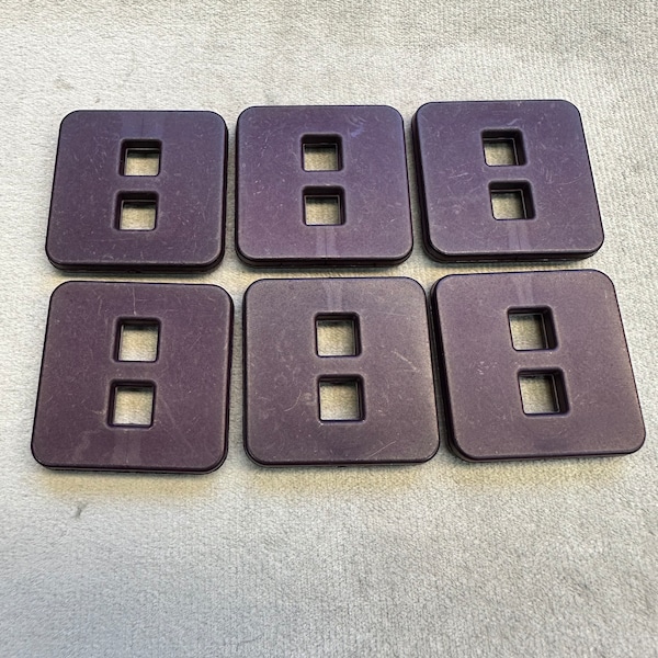 Square buttons aubergine matt finish 32mm a set of 6