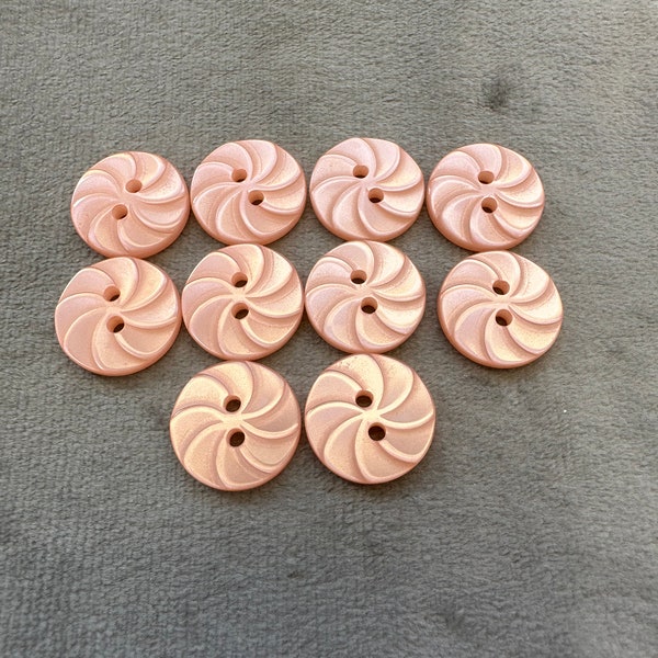 Pearly buttons peach segment design 15mm a set of 10