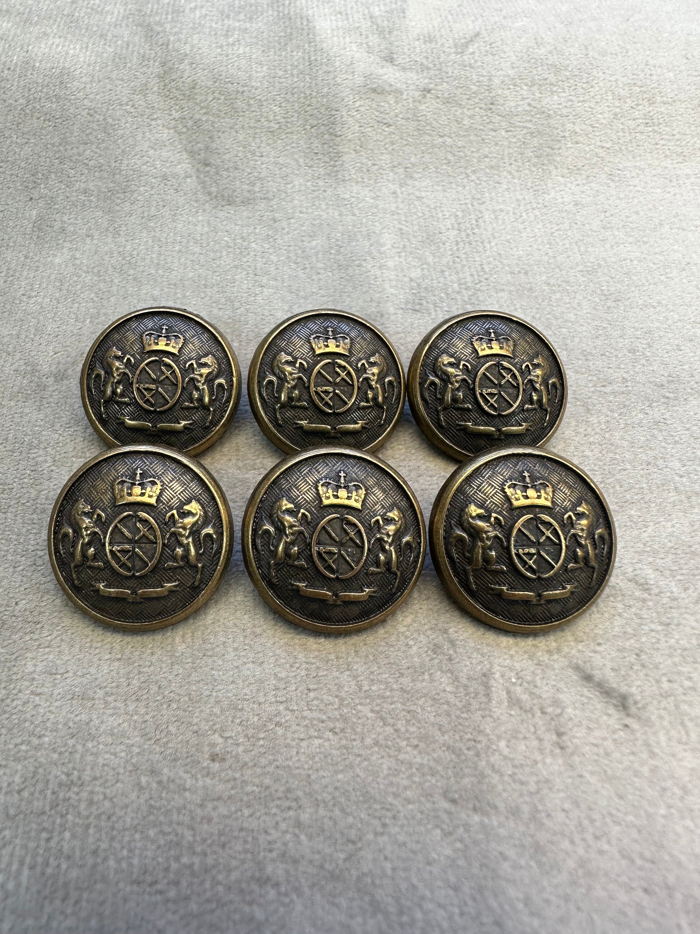 Lot De 10 Boutons Tendance En Métal Doré Motif Couronne, Pour Veste, Doré, 23 Mm