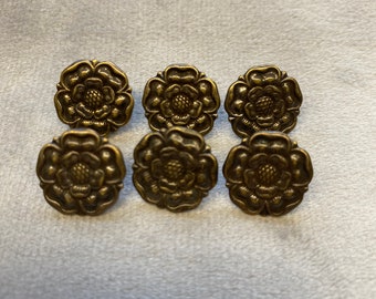 Lot De 6 Boutons Métalliques Dorés - Diamètre 23 Mm - Pour Couture Et Customisation