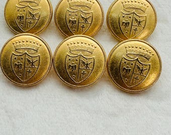 Blazer buttons 18mm a set of six gold-tone lightweight metal coat of arms design