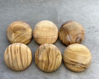 Wooden buttons beige mingled effect 23mm a set of 6