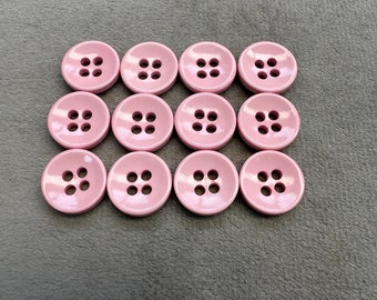 Glossy buttons pastel pink classic style 13mm a set of 12