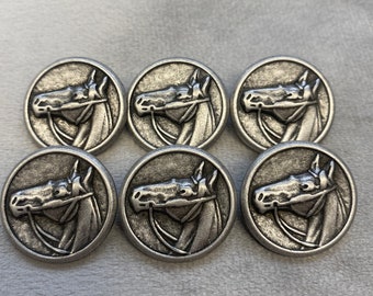 Silver-Tone Horse Head Buttons 23mm: Equestrian Blazer Jacket Set of 6