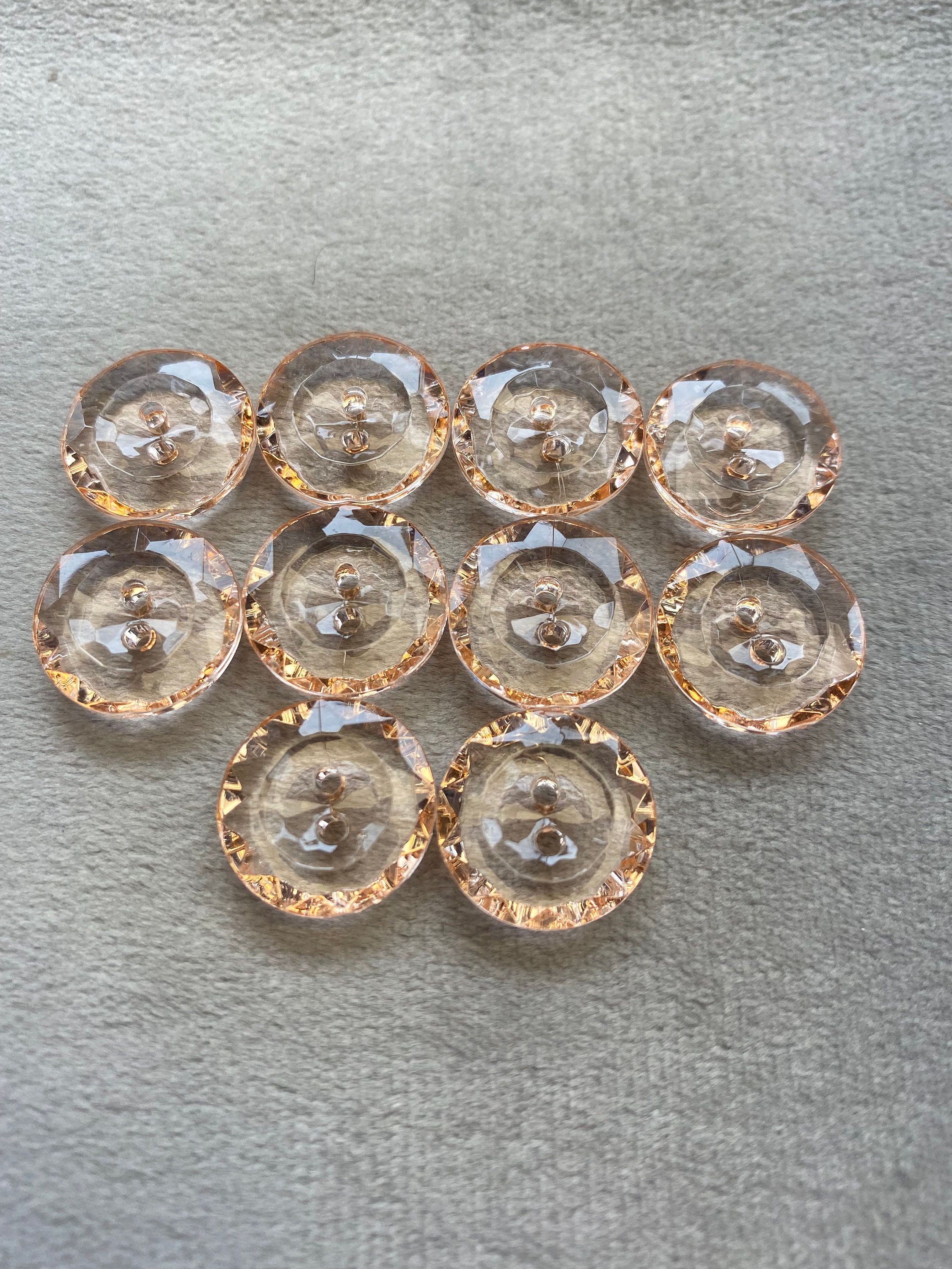 Lot De 15 Mini Boutons Vintage Pêche Orange Clair - Diamètre 1,1 Cm, Occasion