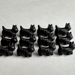 Scottie Dog Buttons: Black Novelty Design, Set of 12