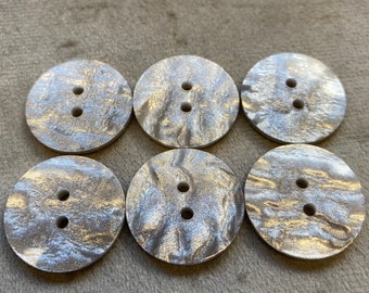 Shimmer buttons silver grey glossy finish 22mm a set of 6