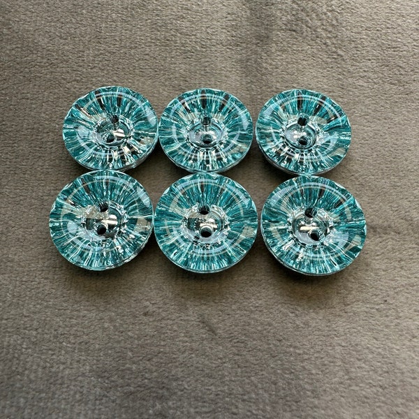 Boutons bijoux turquoise effet prisme 18mm le lot de 6