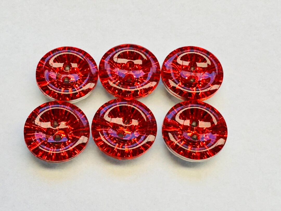 Red Jewel Buttons 18mm a Set of Six With a Glossy Finish - Etsy
